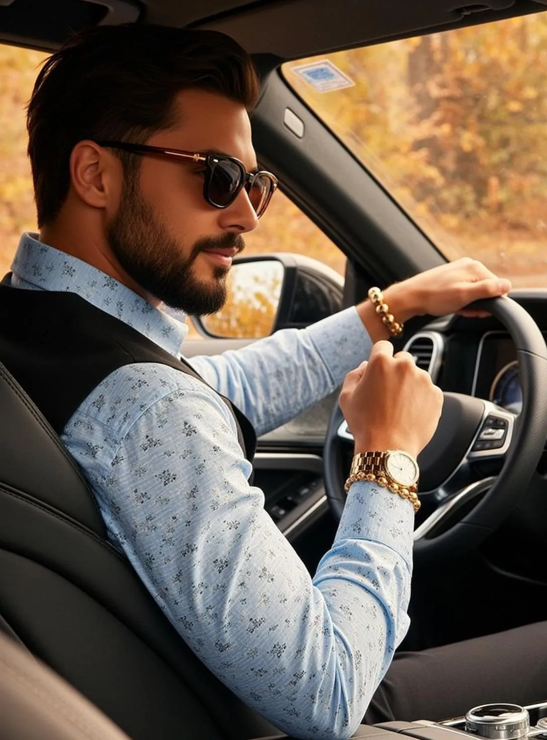 Bracelets Wristwatch And Sunglasses By A Car