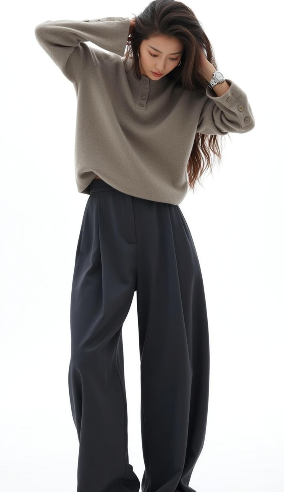Collared Sweater Wide Leg Studio