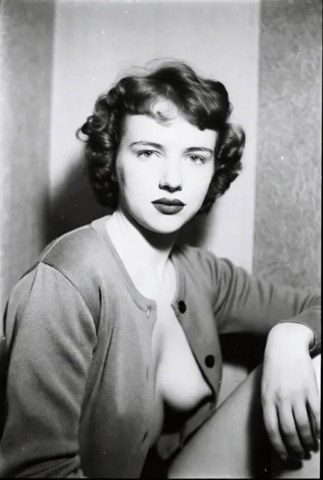 1950s Noir Studio Portrait Vintage Cardigan