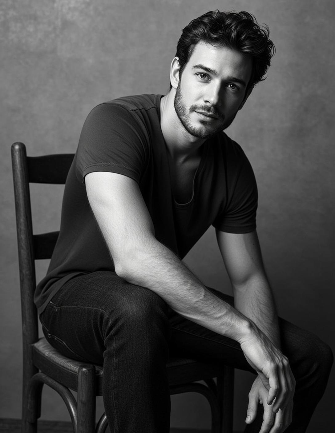 Medium Shot Black And White Captures Young Man With Dark