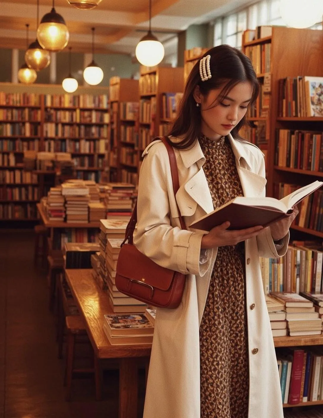Open Book Trench Coat Library
