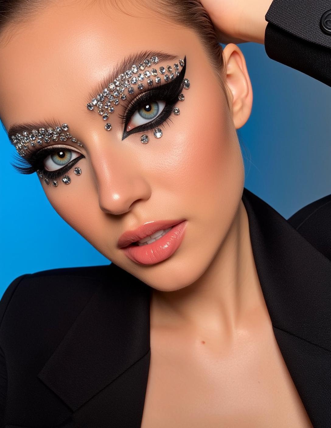 Photorealistic Portrait Young Woman With Striking Blue Eyes And Subtle