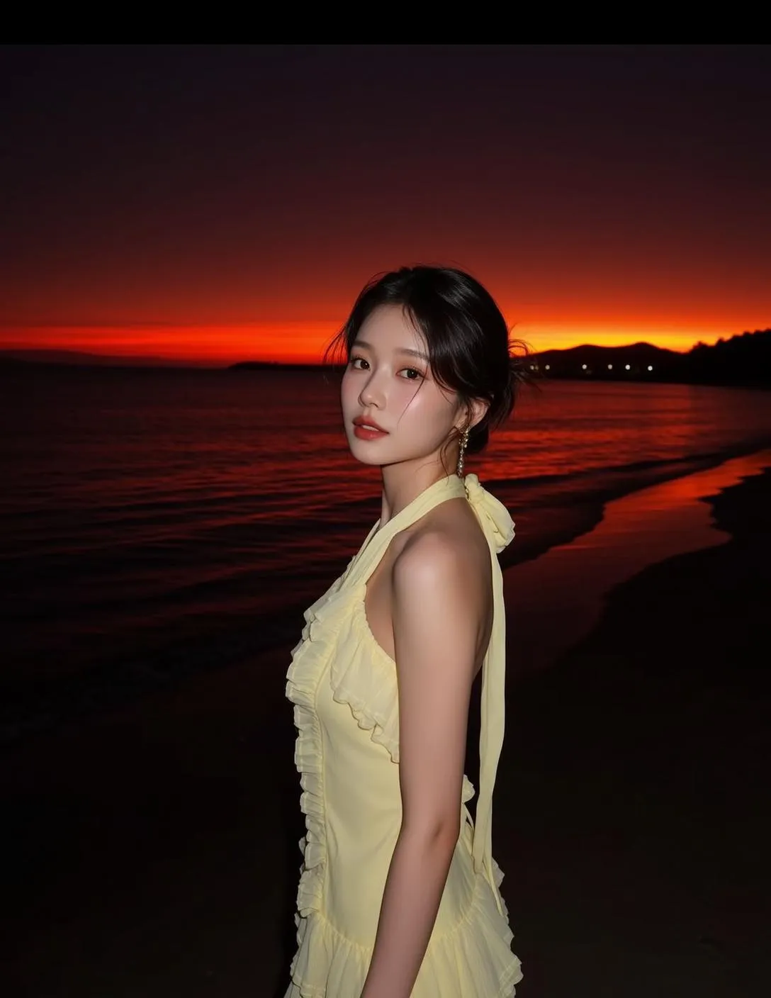 Sunset Halter Dress Portrait
