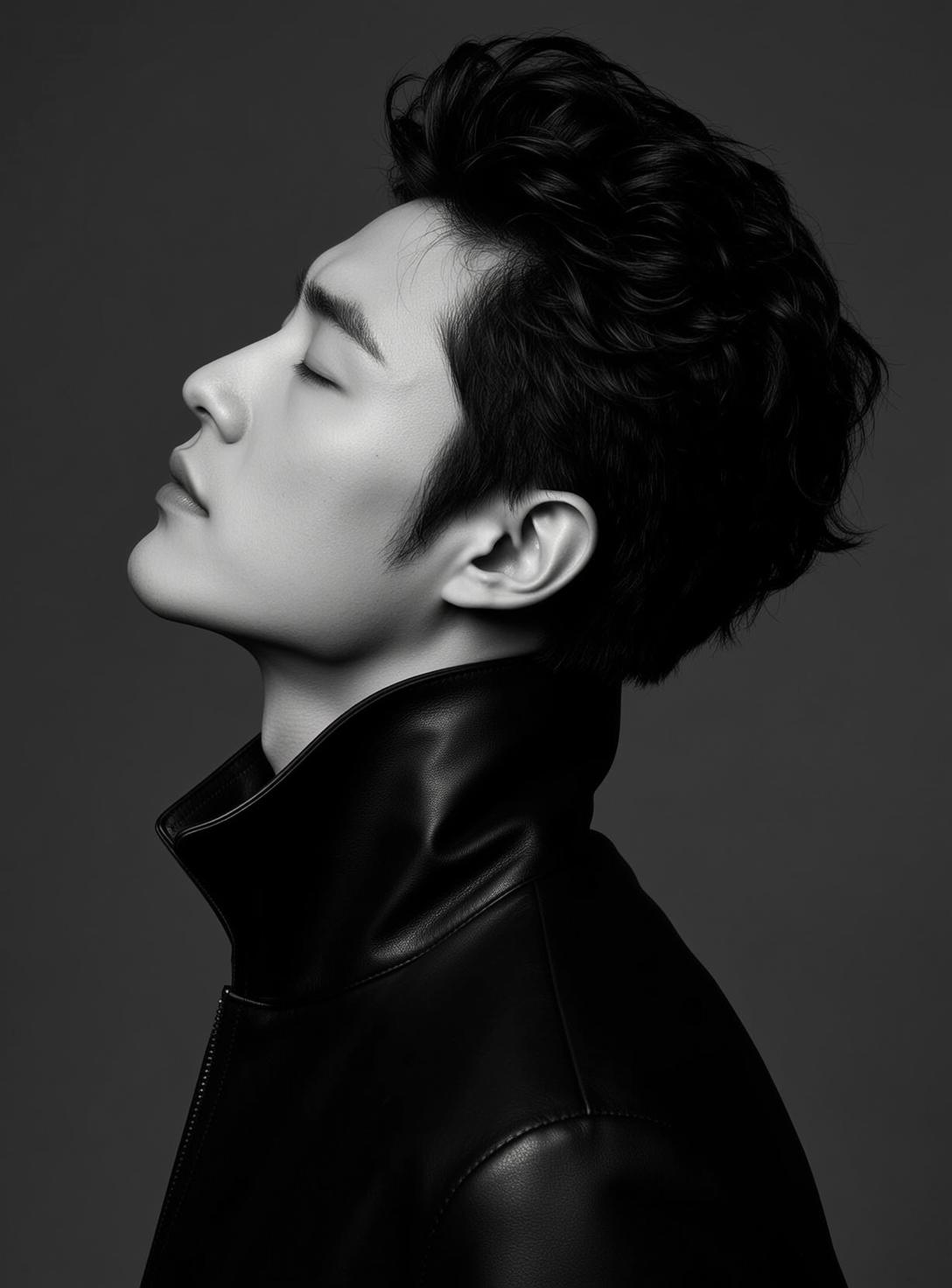 Monochrome Leather Jacket Side Profile