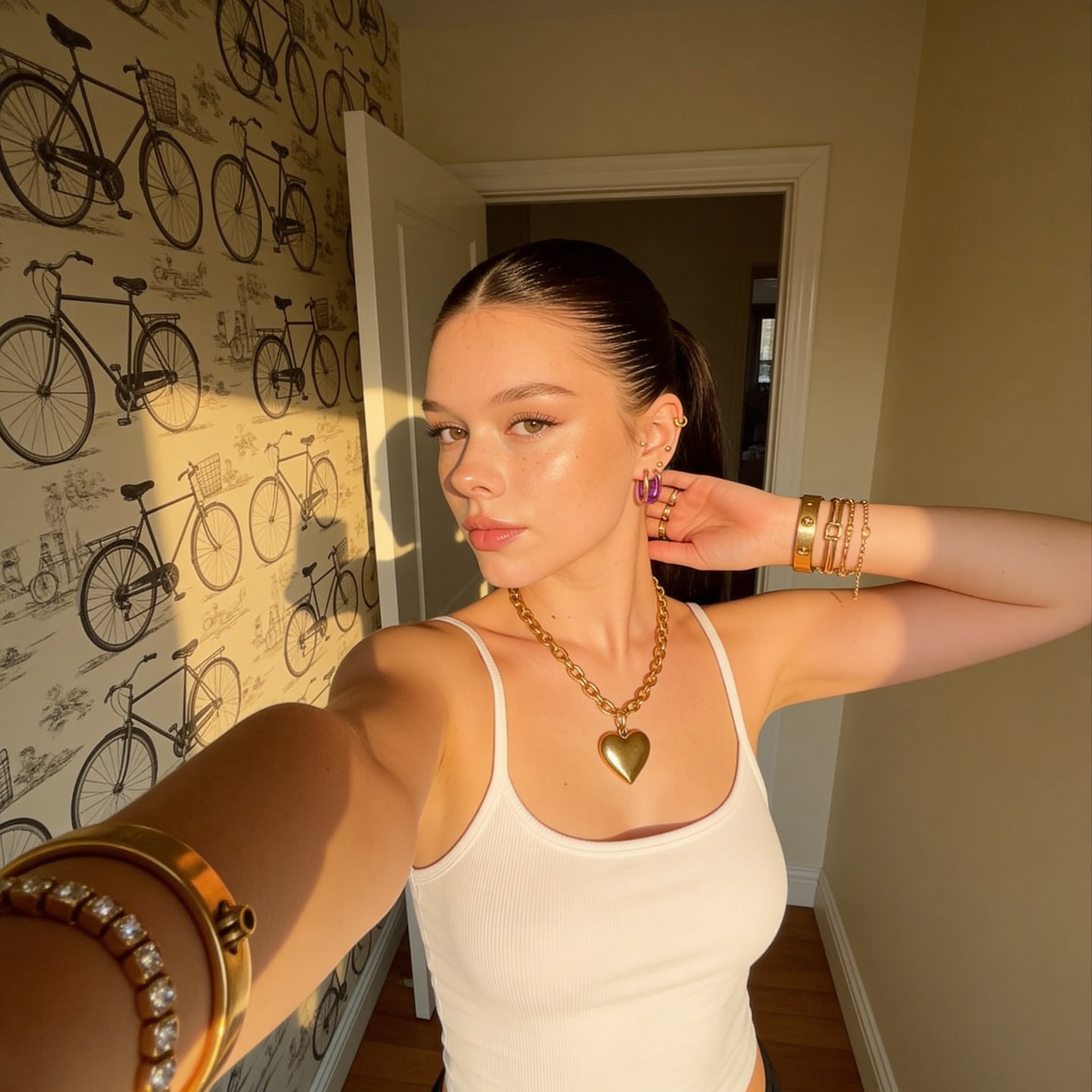 White Tank Top Selfie Pose Gold Chain pack preview