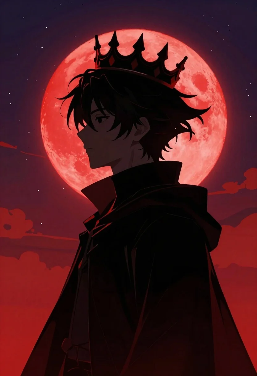 Dramatic Digital Illustration Mysterious Silhouette Against Starry Night Sky And reference photo