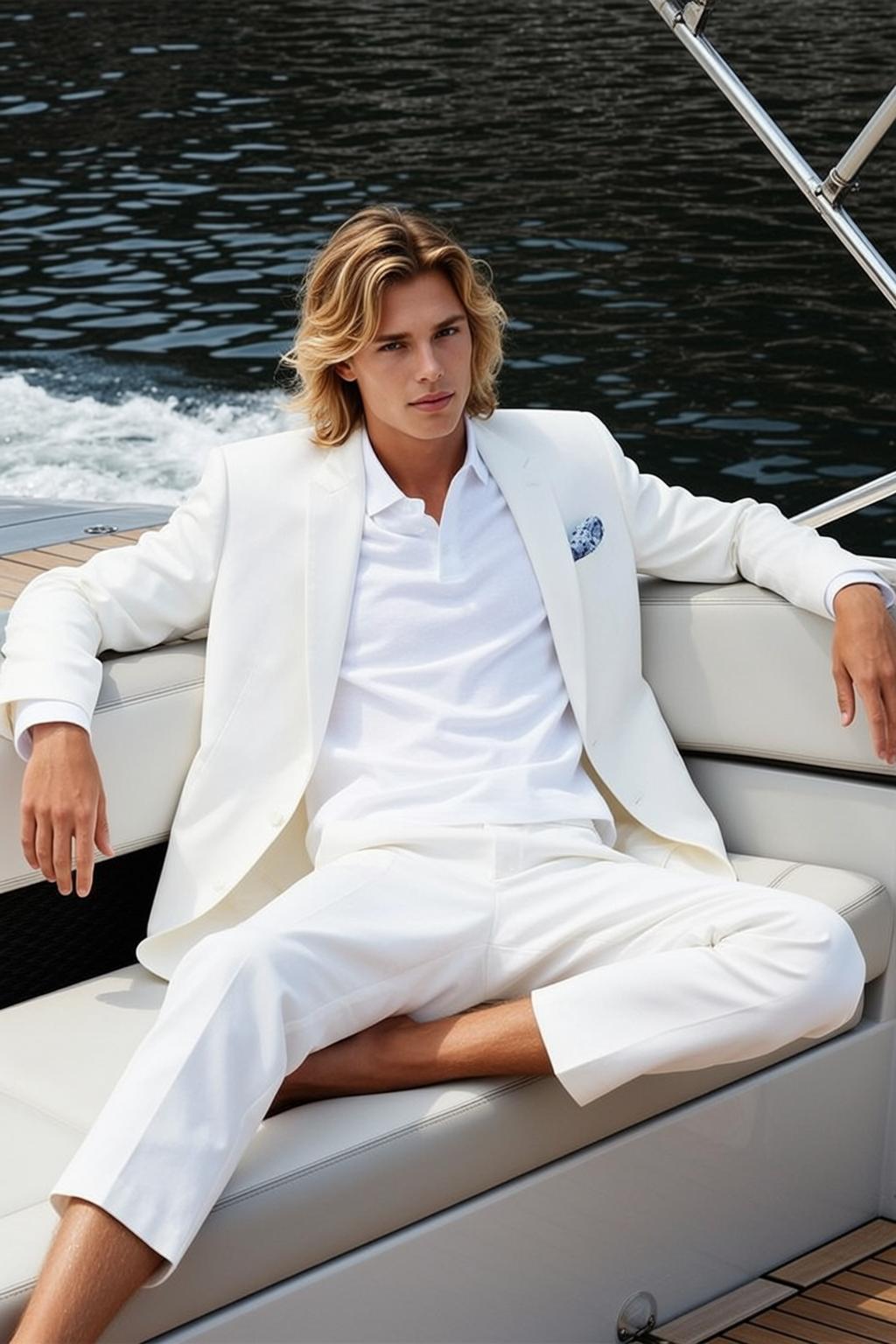 Young Blond Medium Length Wavy Fair White