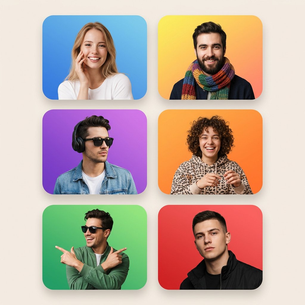 Vibrant Gradient Stylish Portrait Collage