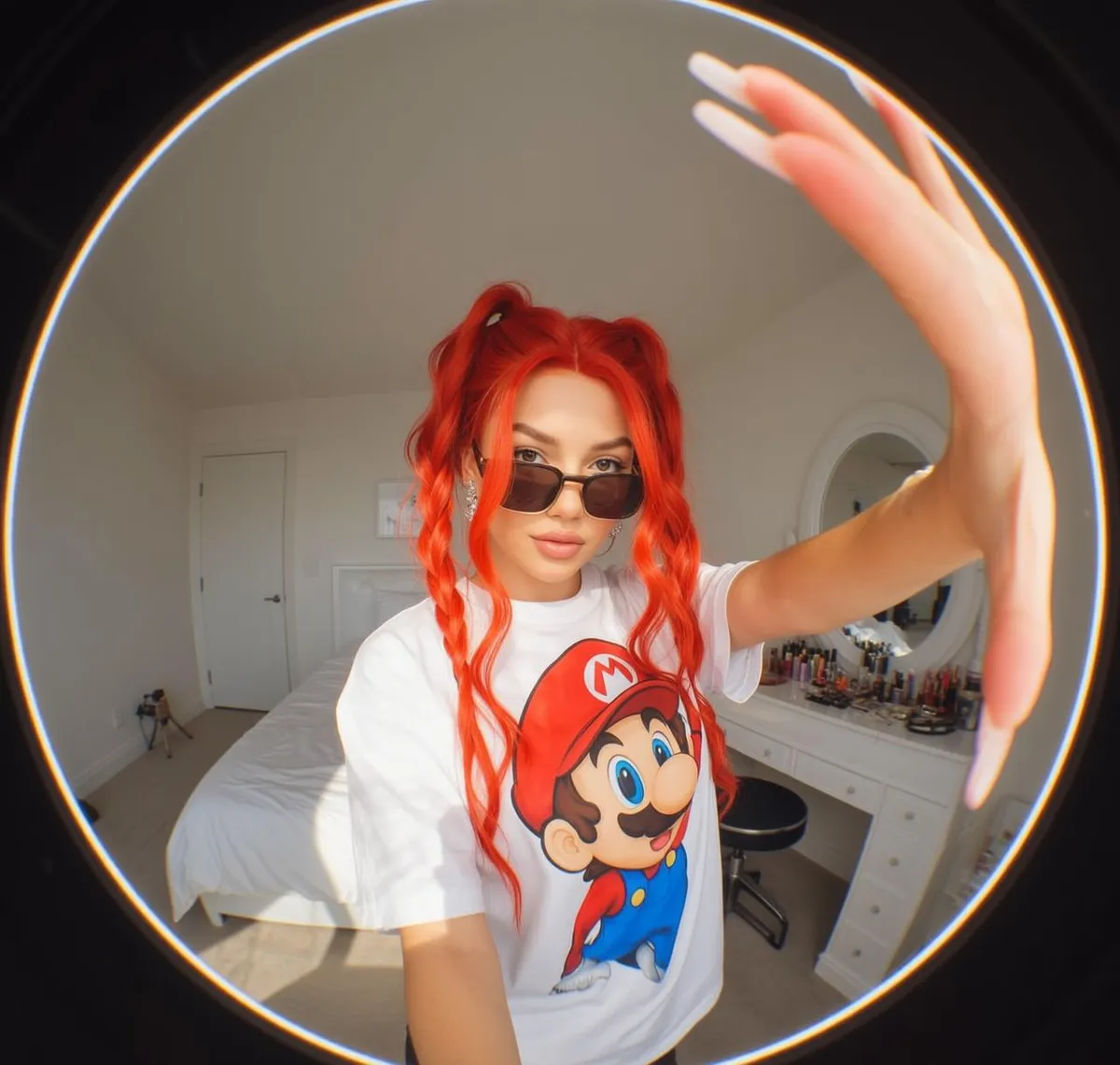 Sunglasses And Earrings In A Bedroom