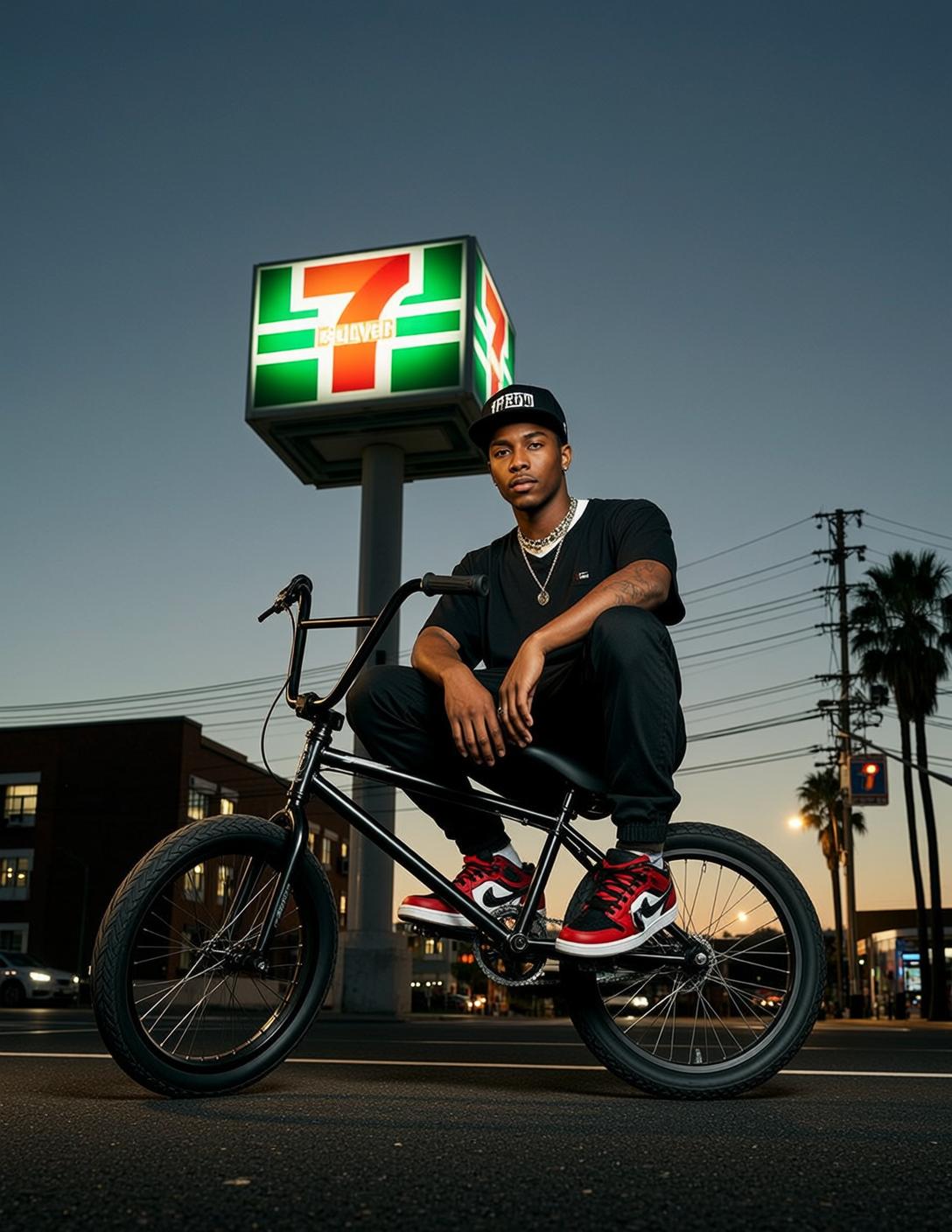 BMX Rider Dusk Street Portrait