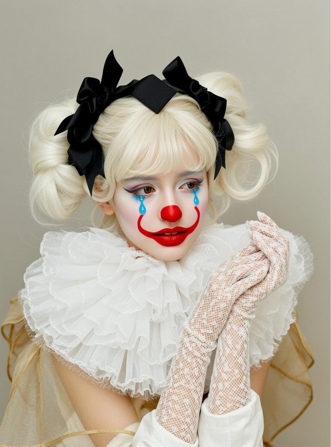 Halloween Makeup Young Clown Platinum Blonde Styled
