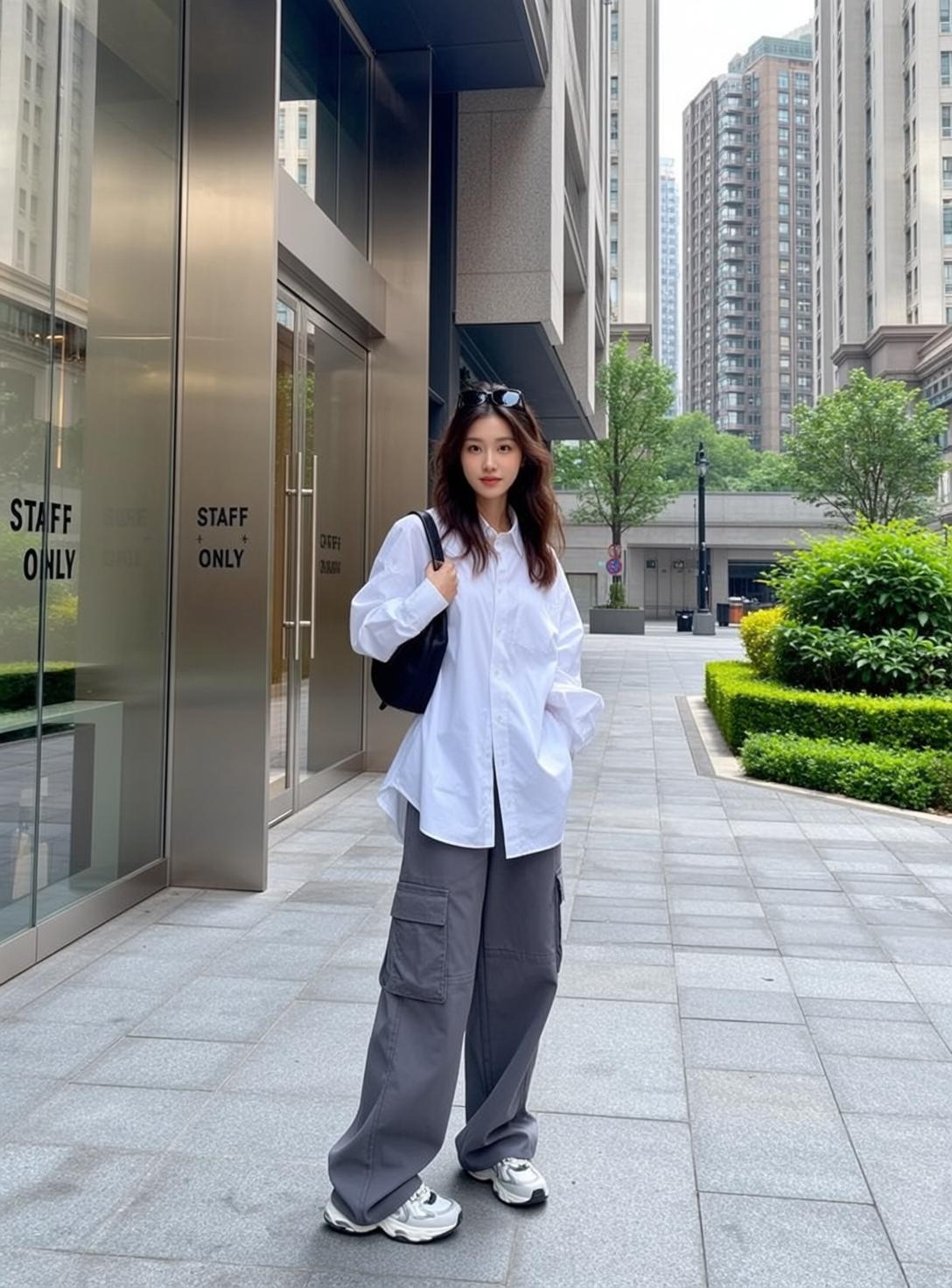 White Shirt and Cargo Pants Street