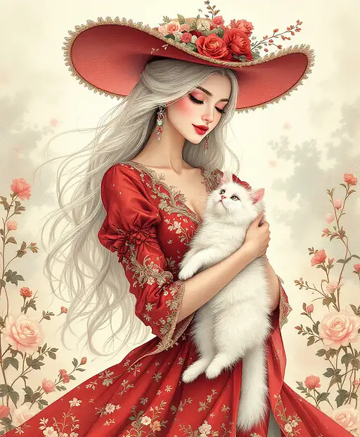 Elegant Woman With Cat