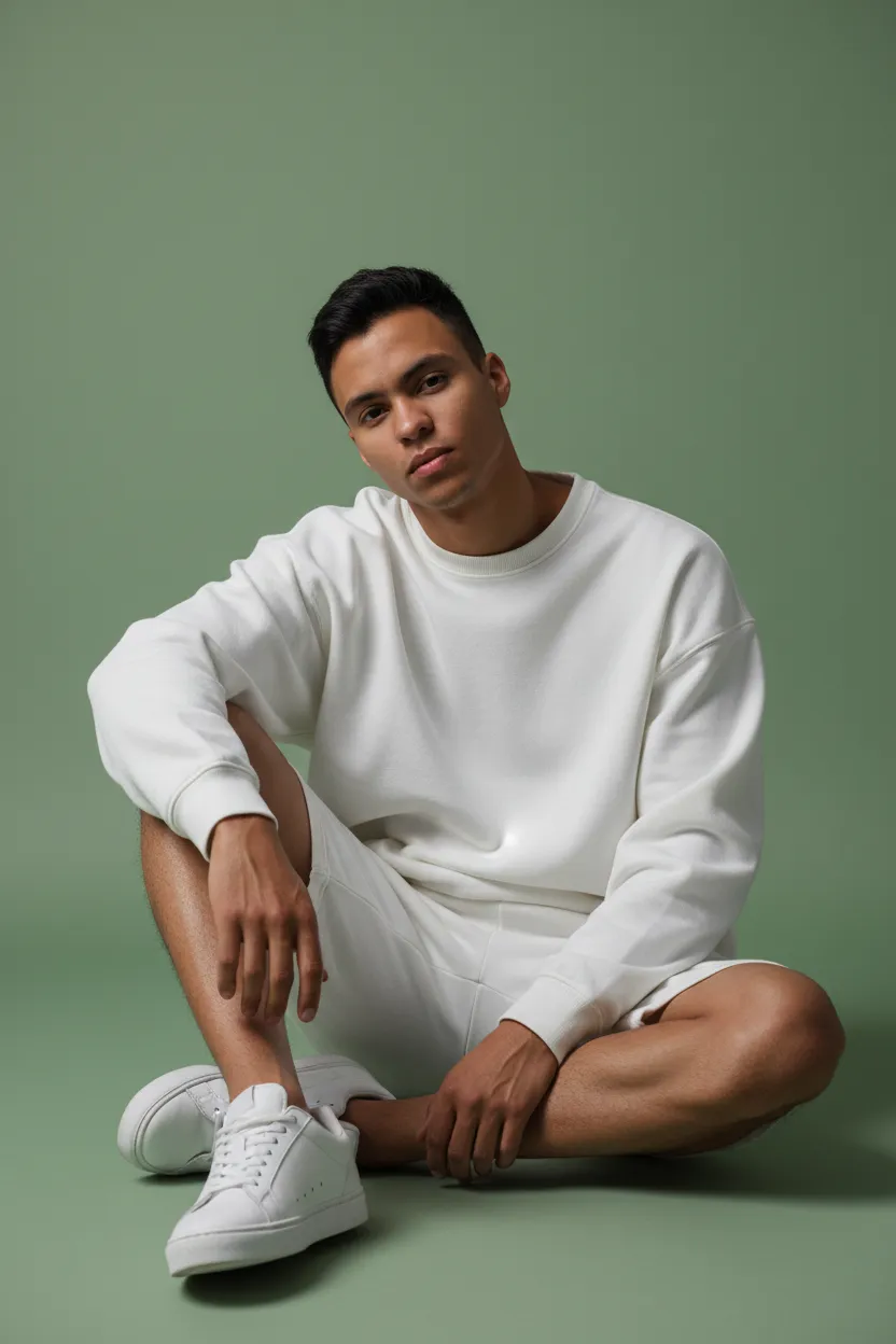 White On Green Fashion Portrait