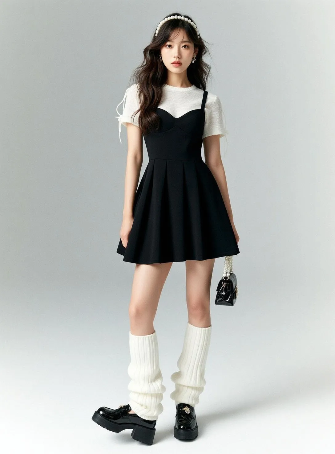 Pearl Headband Pleated Studio Look