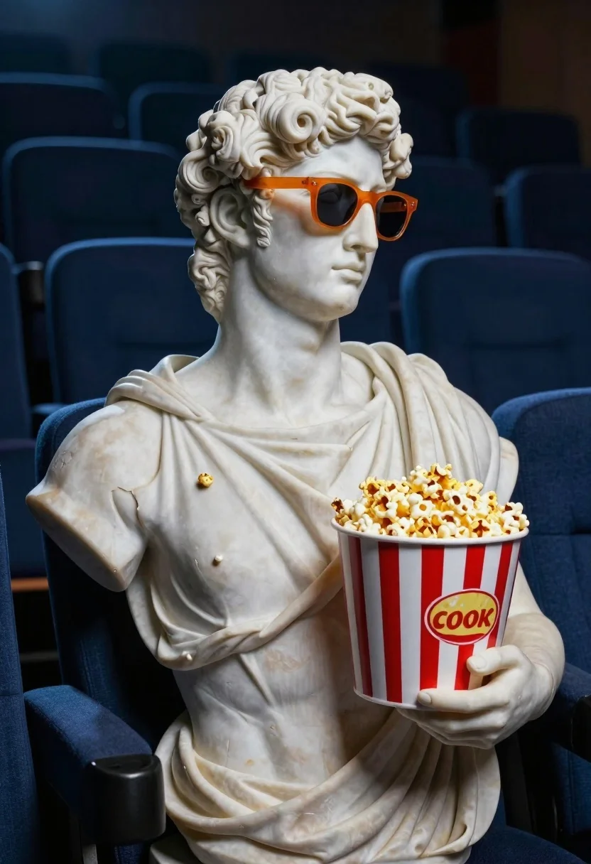 Medium And Scene Hyper-realistic Cinematic Shot Classical Marble Bust Sitting reference photo