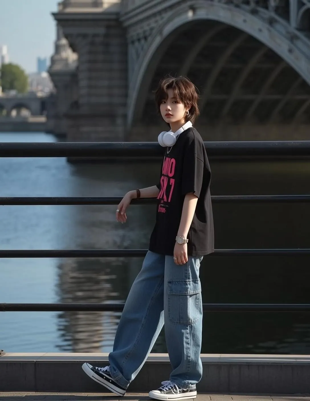 Earrings And Wristwatch On A Railing By Water