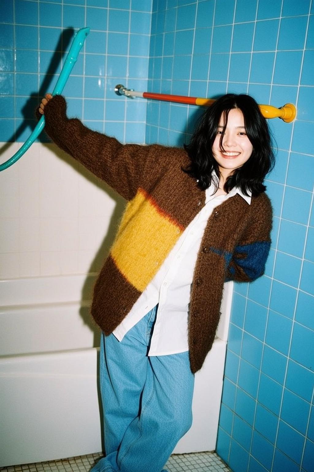 Explore Young Stands Bathroom Leaning Slightly Towards