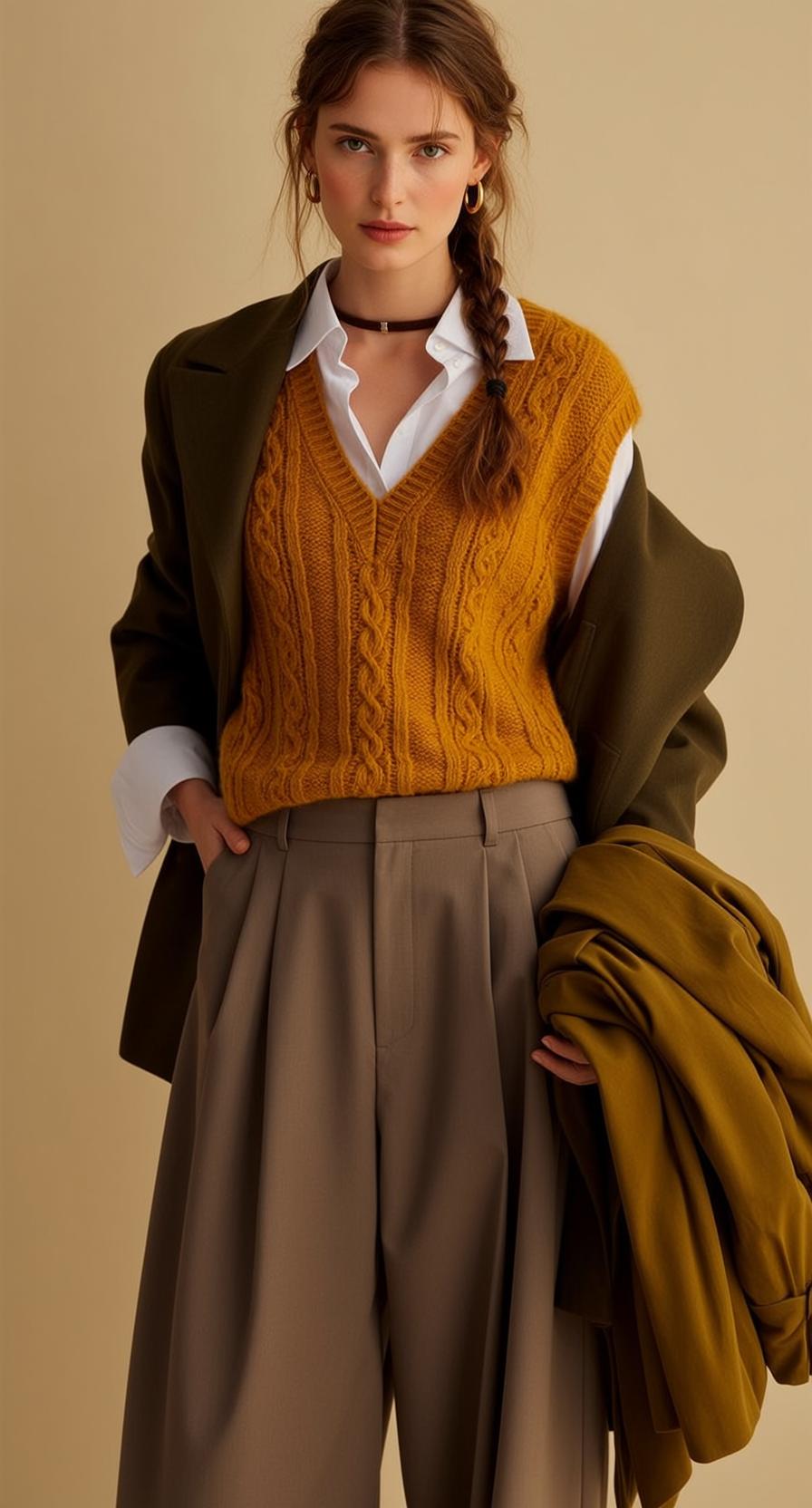 Autumn Young Brown Braided Fair White Collared