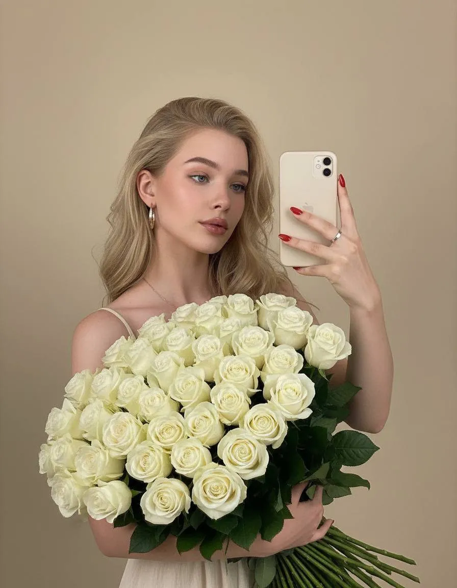 Roses Beige Wall Selfie