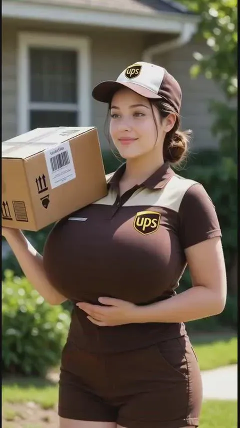 Delivery Worker With Ups Uniform And Box