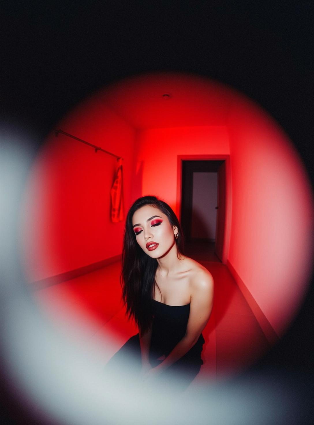 Fisheye Young Long Dark Hair Fair Skin