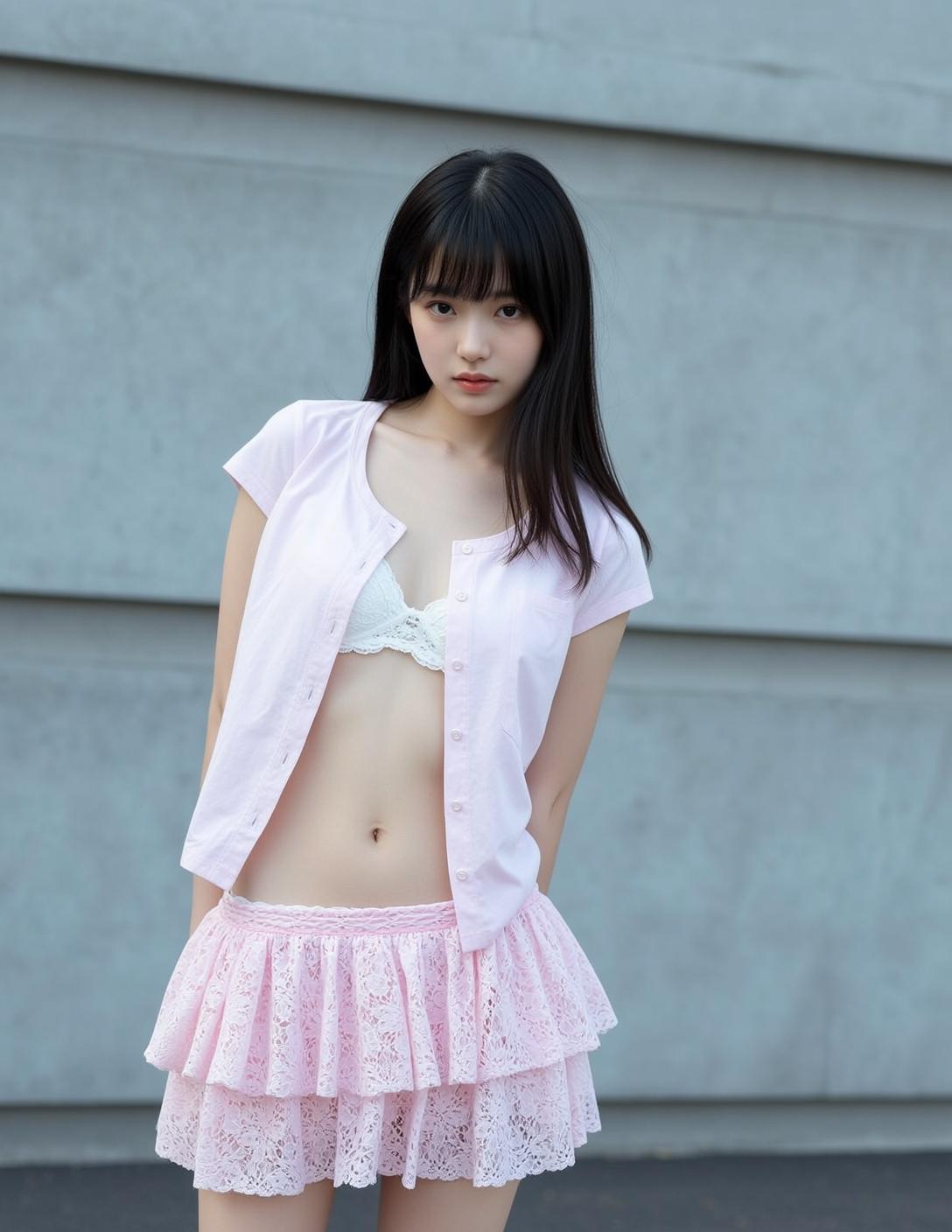 Balletcore Stands Facing Her Head Tilted Slightly