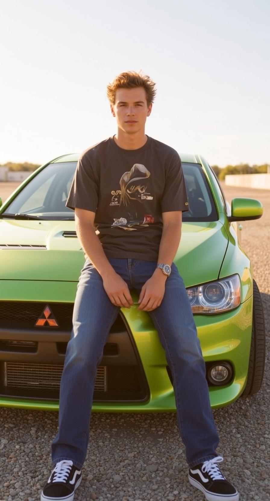 Car Hood Golden Hour Pose