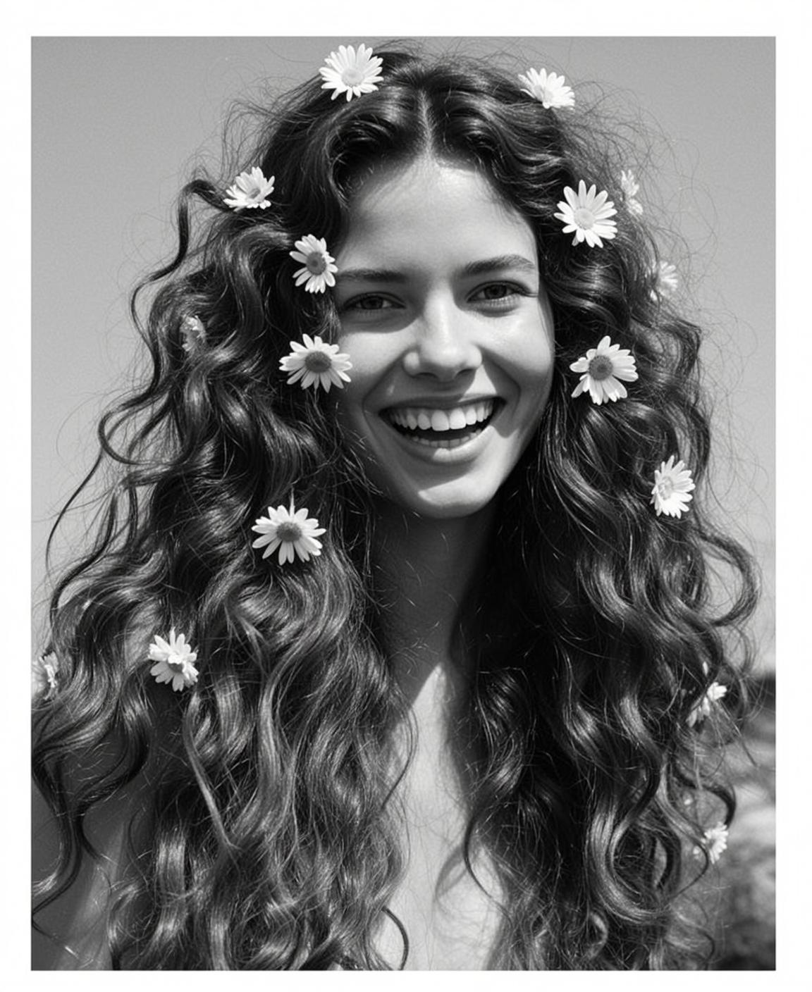 Daisy Crown Black White Portrait