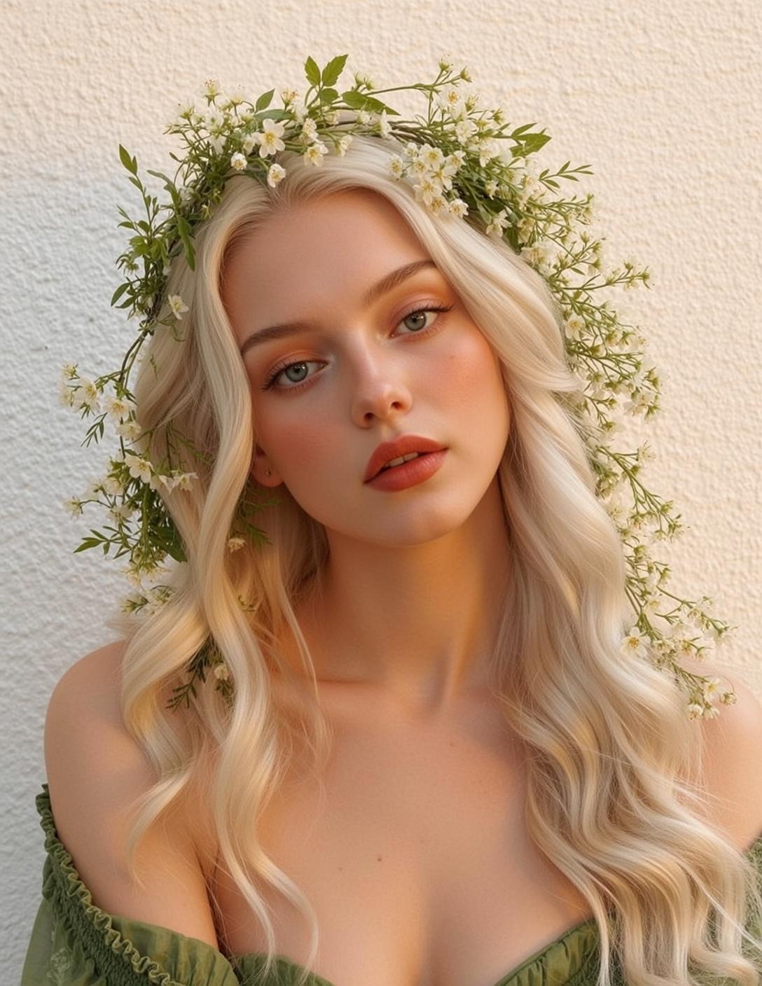 Green Ruffle Flower Crown