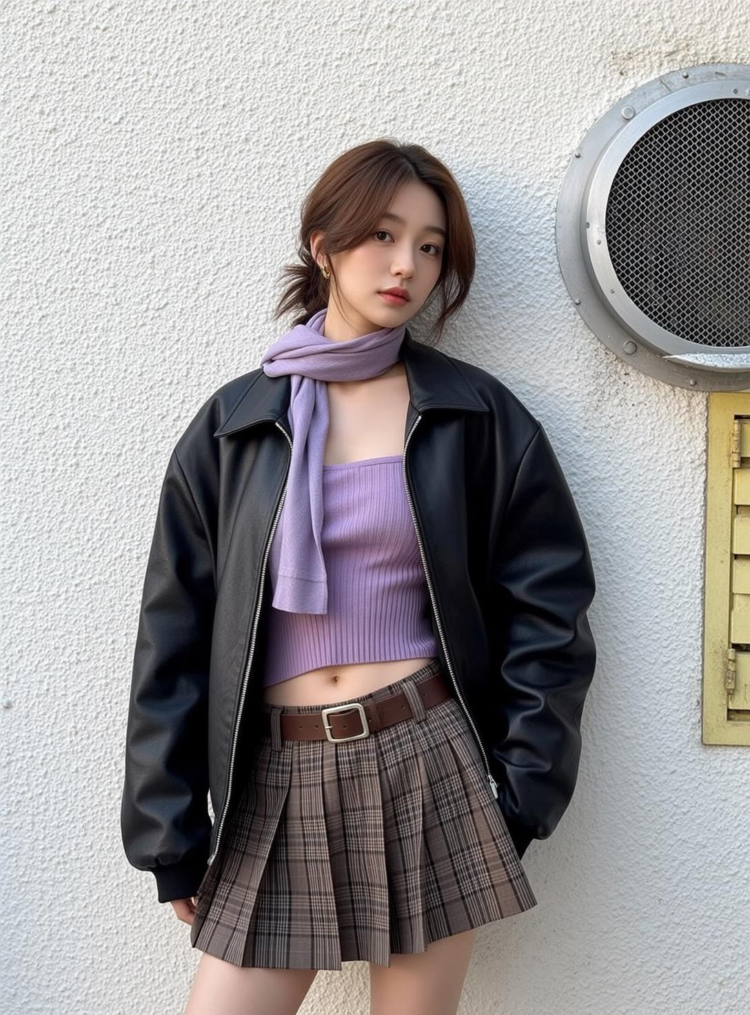 Tube Top Plaid Skirt Wall