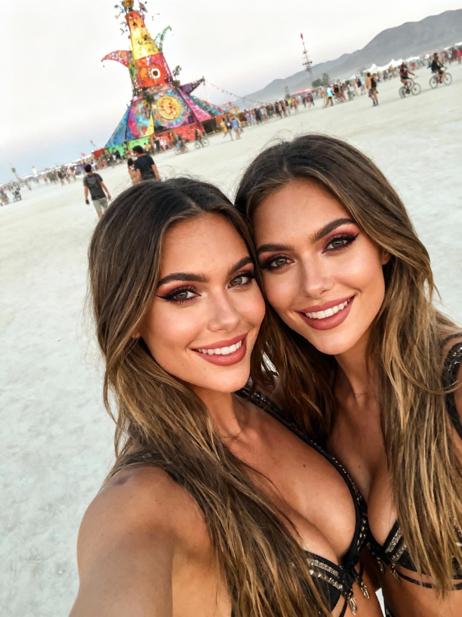 Two Women Desert Festival Art Installation Selfie