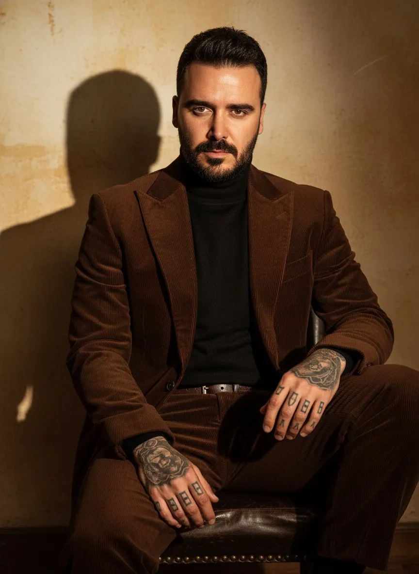 Man In Brown Corduroy Suit Portrait