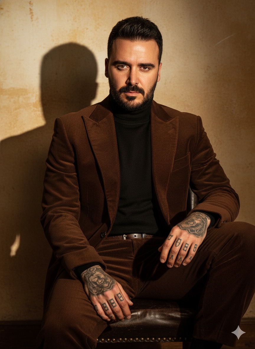 Man In Brown Corduroy Suit Portrait