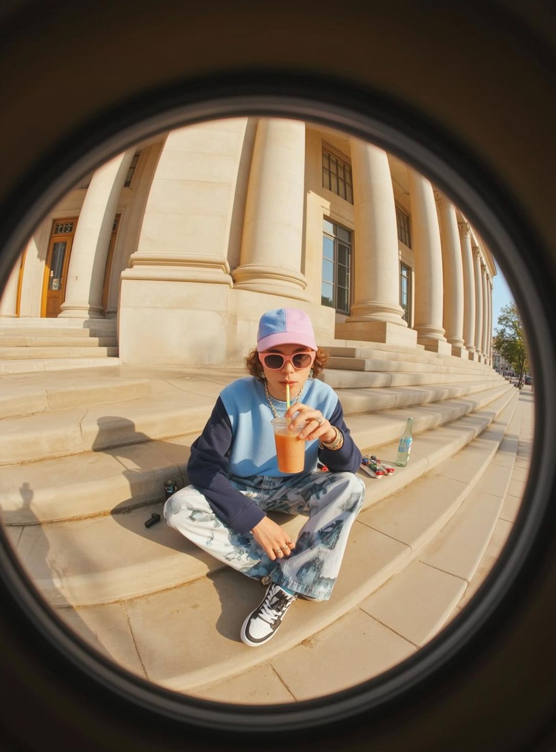 Fisheye Young Curly Brown Hair Light Skin