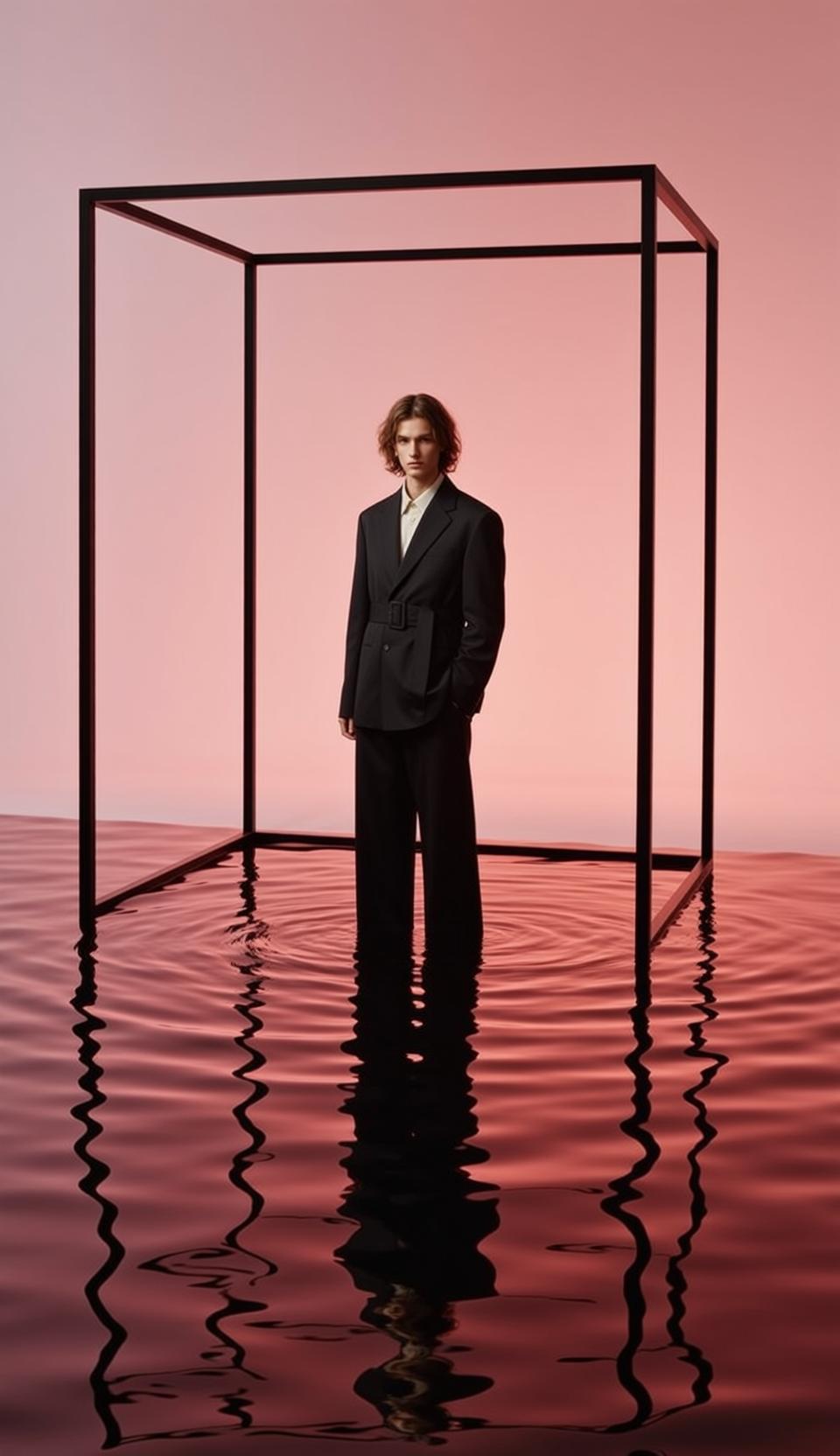 Black Blazer Pink Gradient Portrait