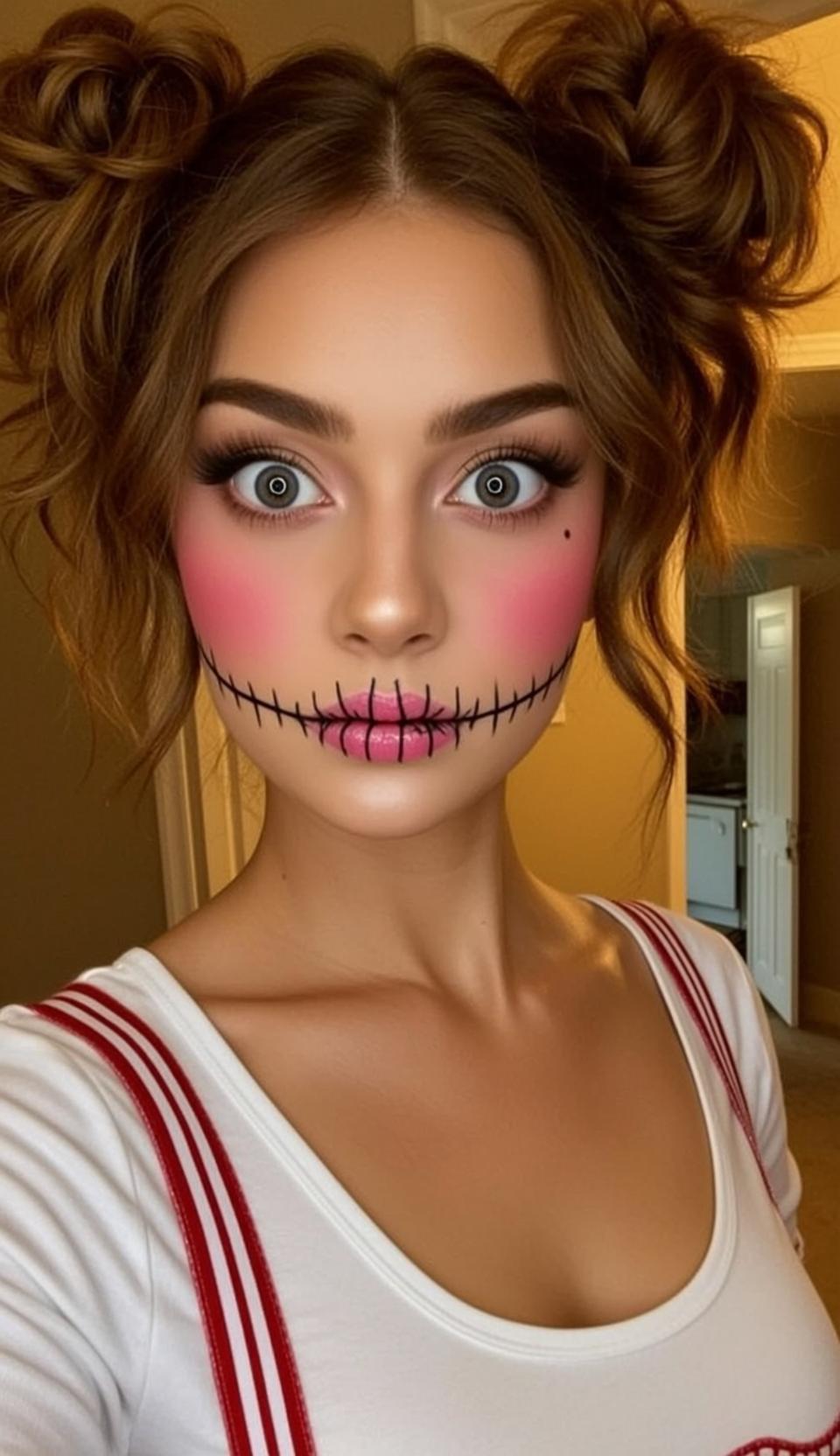 Halloween Makeup Young Doll-like Brown Styled Two