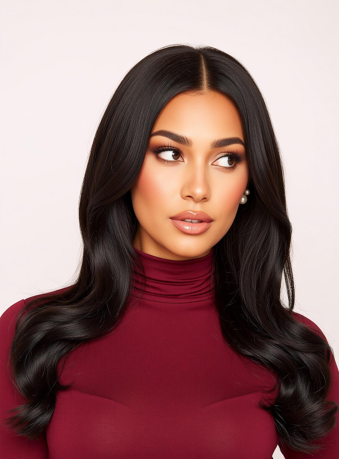 Maroon High Neck Pearl Earrings
