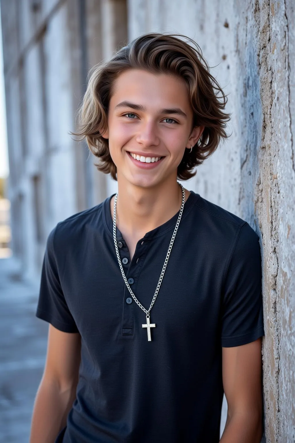 Earrings And Necklace With Navy Shirt