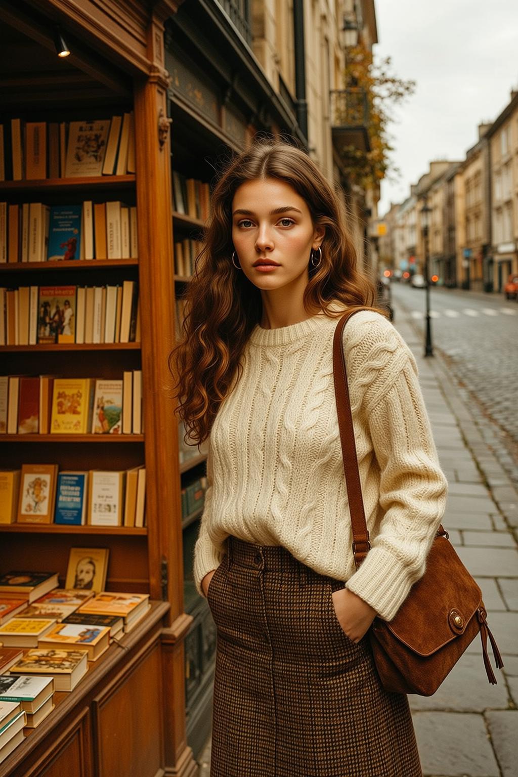 Cream Sweater Bookstore Street