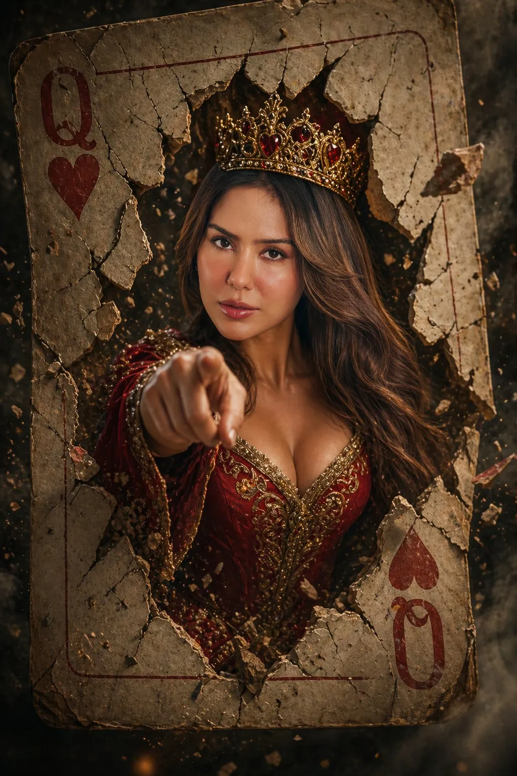 Queen Of Hearts Emerges From Antique Playing Card