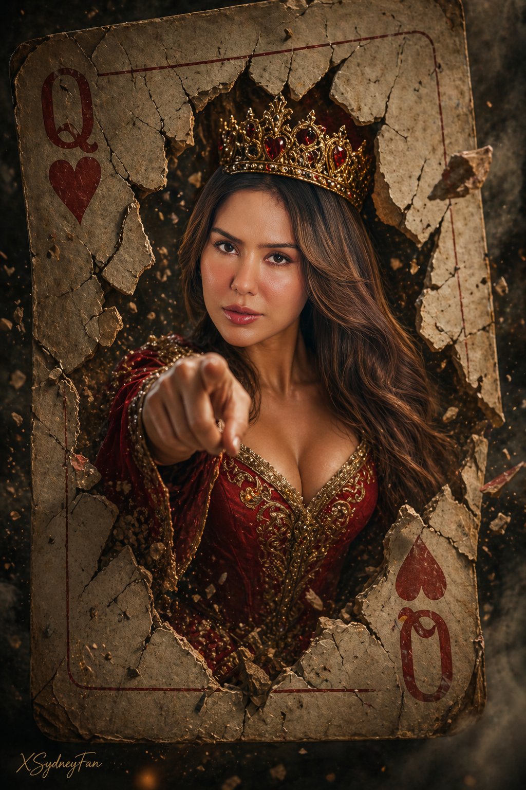 Queen Of Hearts Emerges From Antique Playing Card