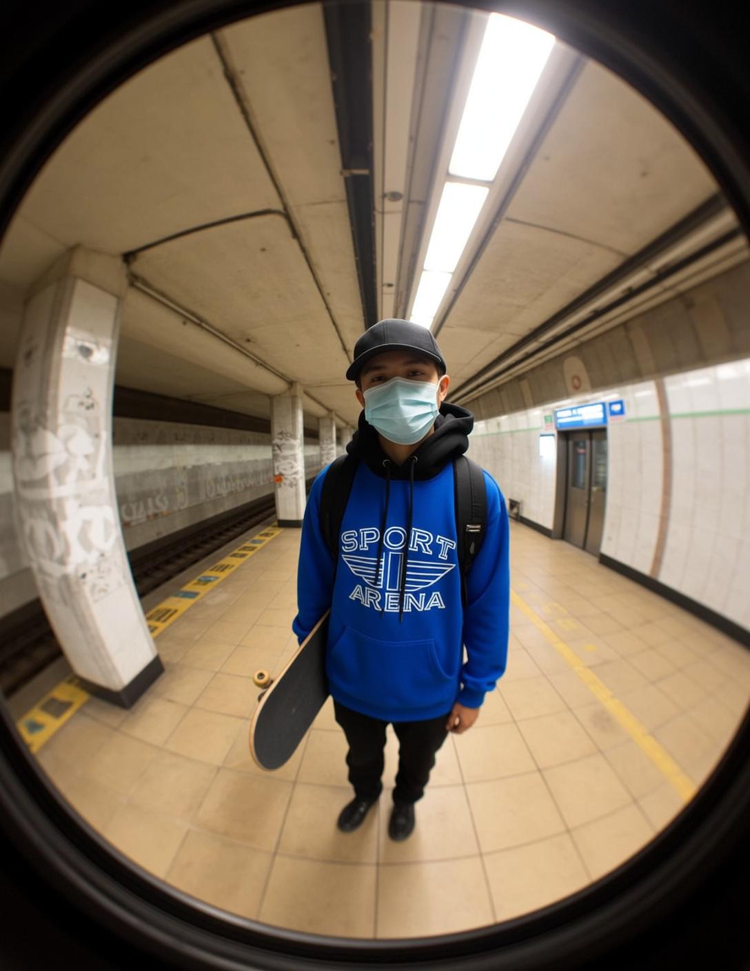 Fisheye Young Male Black Light Blue Hoodie