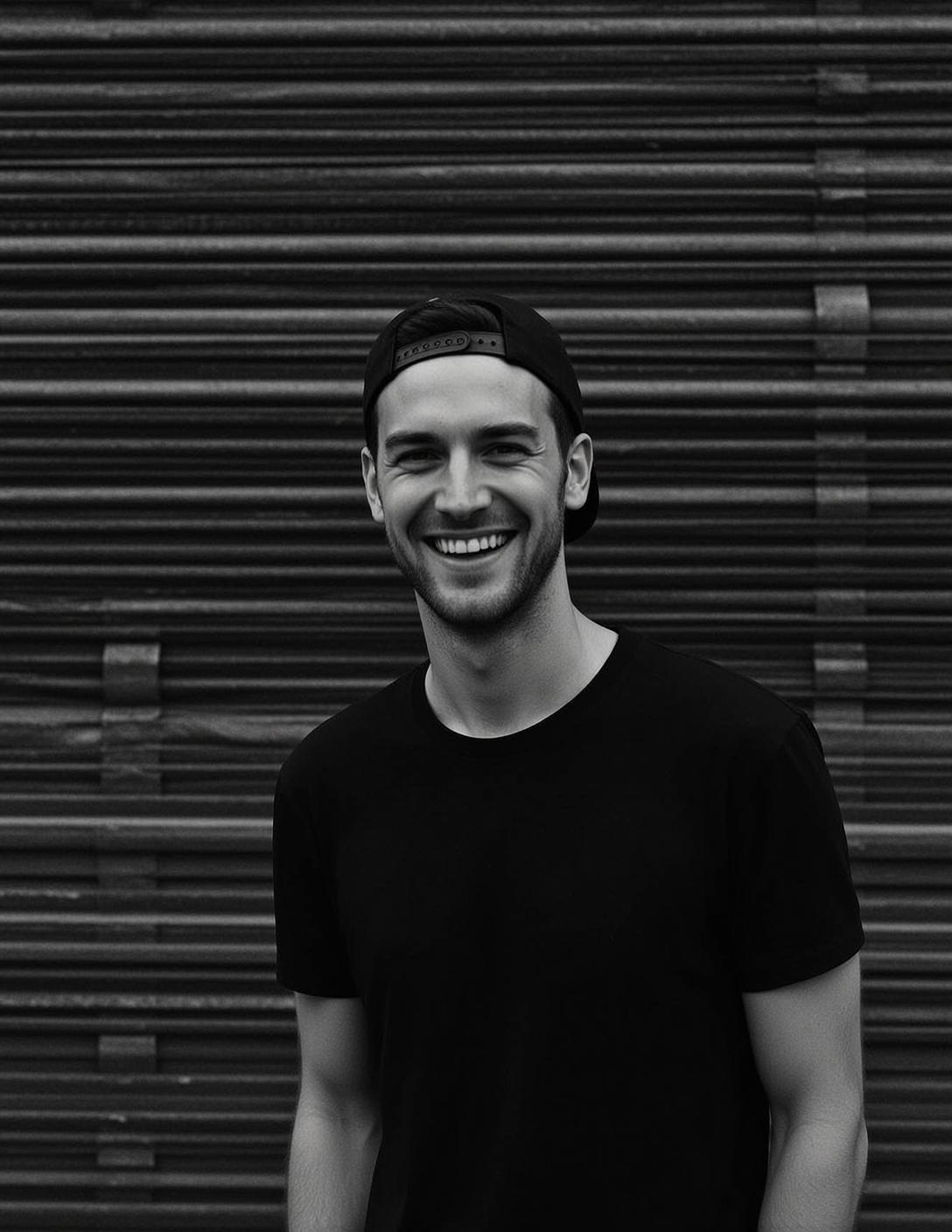 Black Tee Cap Smile