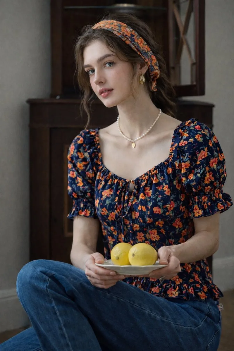 Earrings And Necklace In Denim Portrait