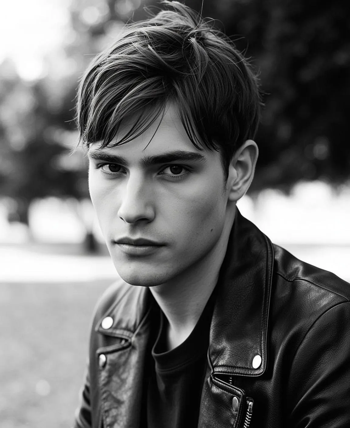 Black And White Leather Jacket Close Up