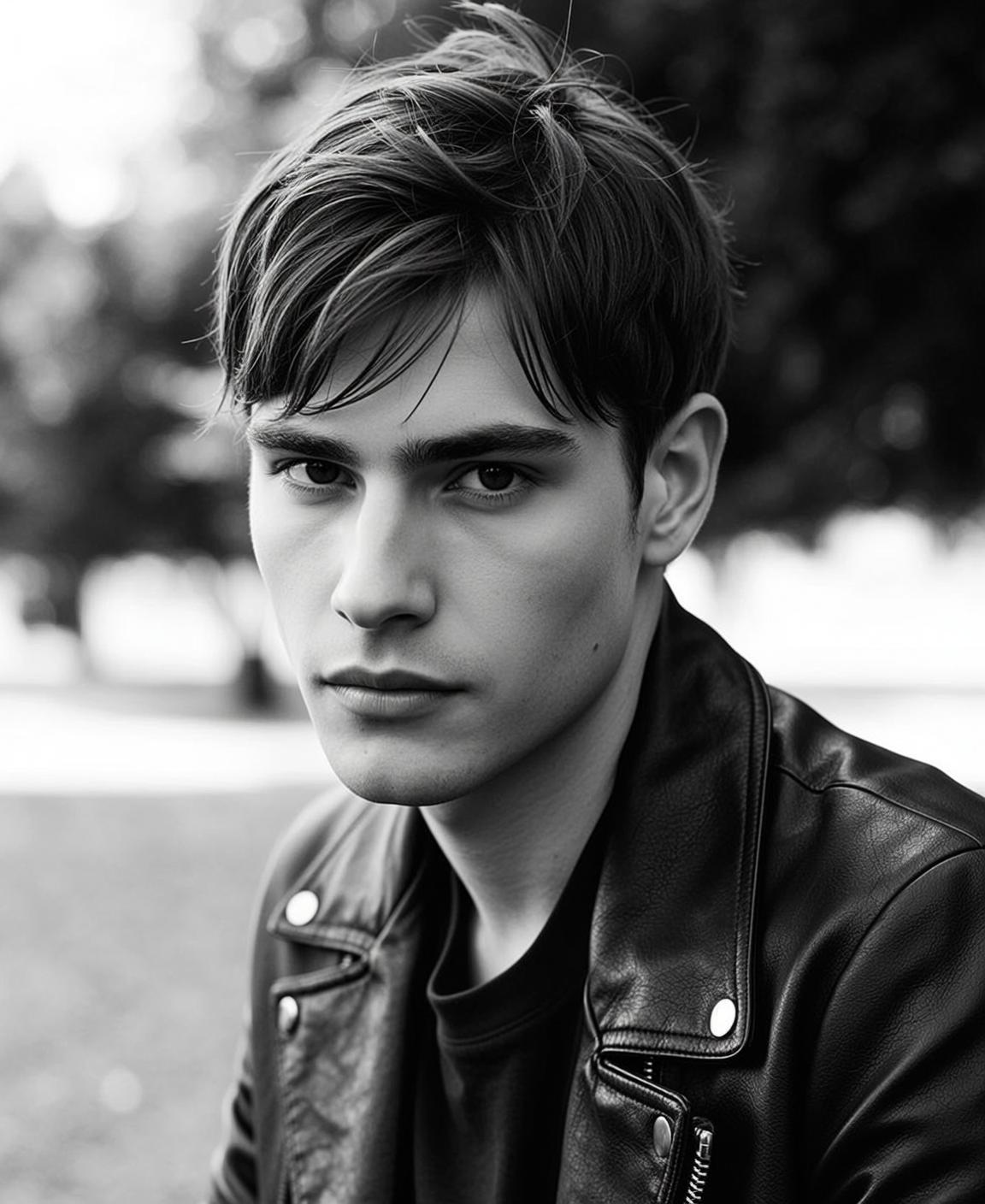 Black And White Leather Jacket Close Up