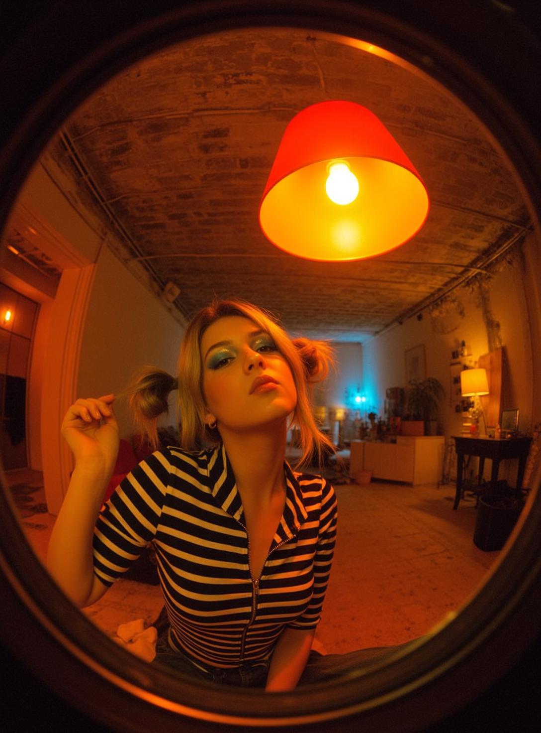 Blonde Buns Striped Top Portrait