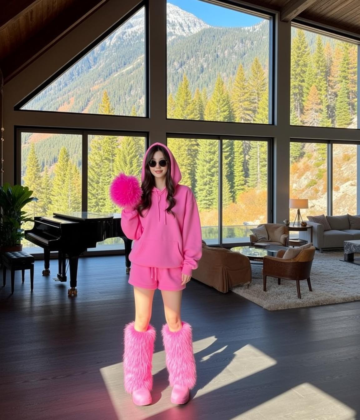 Pink Hoodie Living Room
