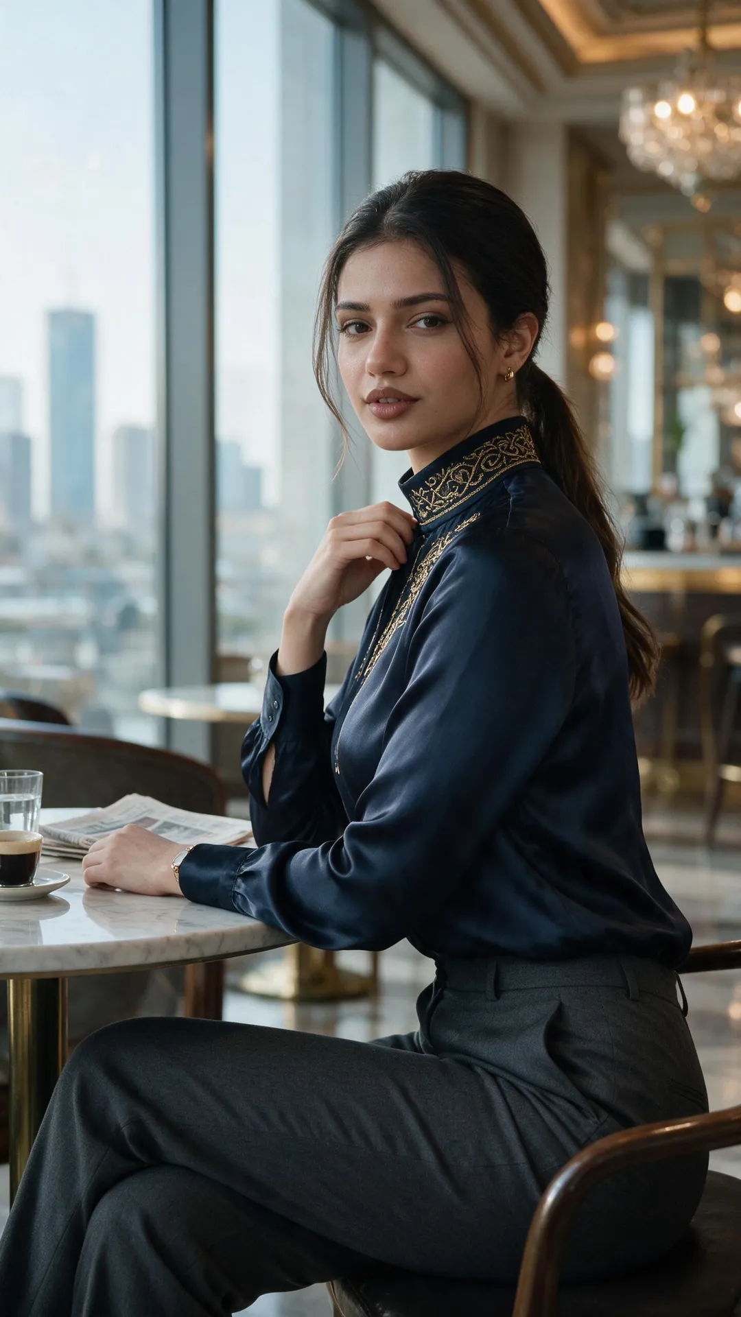 Kuwait City Cafe Fashion Editorial Winter Daylight